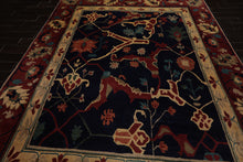 8x10 Navy, Rust, Ivory Color Hand Knotted Tibetan Wool Arts & Crafts Oriental Rug