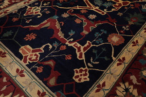 8x10 Navy, Rust, Ivory Color Hand Knotted Tibetan Wool Arts & Crafts Oriental Rug
