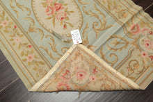 3x5 Aqua, Mint, Gold Color Hand Woven French Needlepoint Wool Traditional Oriental Rug