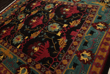 8x10 Charcoal, Turquoise, Rose Color Hand Knotted Tibetan Wool Arts & Crafts Oriental Rug