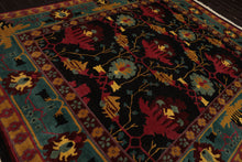 8x10 Charcoal, Turquoise, Rose Color Hand Knotted Tibetan Wool Arts & Crafts Oriental Rug