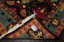 8x10 Charcoal, Turquoise, Rose Color Hand Knotted Tibetan Wool Arts & Crafts Oriental Rug