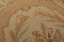 3x5 Beige, Tan, Rose Color Hand Woven French Needlepoint Wool Traditional Oriental Rug