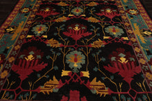8x10 Charcoal, Turquoise, Rose Color Hand Knotted Tibetan Wool Arts & Crafts Oriental Rug