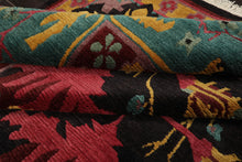 8x10 Charcoal, Turquoise, Rose Color Hand Knotted Tibetan Wool Arts & Crafts Oriental Rug