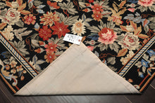4x6 Black, Ivory, Tan Color Hand Woven French Needlepoint Wool Traditional Oriental Rug