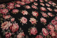 9x12 Black, Pink, Green Color Hand Woven French Aubusson Needlepoint  Wool Traditional Oriental Rug