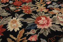 4x6 Black, Ivory, Tan Color Hand Woven French Needlepoint Wool Traditional Oriental Rug