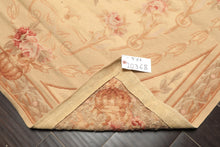 4x6 Beige, Brown, Tan Color Hand Woven French Needlepoint Wool Traditional Oriental Rug