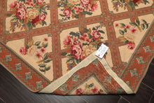 4x7 Light Peach, Burnt Orange, Pink Color Hand Woven French Needlepoint Wool Traditional Oriental Rug