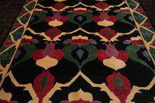 8x10 Black, Green, Lavender Color Hand Knotted Tibetan Wool Arts & Crafts Oriental Rug