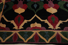 8x10 Black, Green, Lavender Color Hand Knotted Tibetan Wool Arts & Crafts Oriental Rug