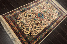 3x5 Ivory, Navy, Turquoise Color Hand Knotted French Aubusson Savonerrie Wool Traditional Oriental Rug