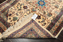 3x5 Ivory, Navy, Turquoise Color Hand Knotted French Aubusson Savonerrie Wool Traditional Oriental Rug