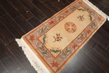 2x4 Ivory, Taupe, Brown Color Hand Knotted Chinese Art Deco Wool Traditional Oriental Rug