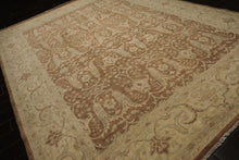 9x12 Brown, Beige, Aqua Color Hand Knotted Peshawar Wool Transitional Oriental Rug