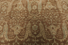 9x12 Brown, Beige, Aqua Color Hand Knotted Peshawar Wool Transitional Oriental Rug