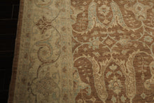 9x12 Brown, Beige, Aqua Color Hand Knotted Peshawar Wool Transitional Oriental Rug
