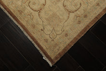 9x12 Brown, Beige, Aqua Color Hand Knotted Peshawar Wool Transitional Oriental Rug