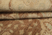 9x12 Brown, Beige, Aqua Color Hand Knotted Peshawar Wool Transitional Oriental Rug