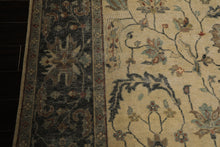 9x12 Beige, Gray, Aqua Color Hand Knotted  Wool Transitional Oriental Rug