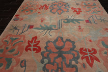 9x12 Beige, Peach, Rose Color Hand Knotted Tibetan Wool Art Deco Oriental Rug