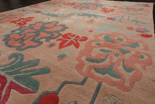9x12 Beige, Peach, Rose Color Hand Knotted Tibetan Wool Art Deco Oriental Rug