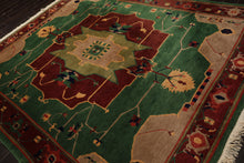 8x10 Green, Chocolate, Taupe Color Hand Knotted Tibetan Wool Arts & Crafts Oriental Rug
