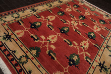 9x12 Teracotta, Light gold, Green Color Hand Knotted Tibetan Wool Arts & Crafts Oriental Rug