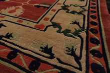 9x12 Teracotta, Light gold, Green Color Hand Knotted Tibetan Wool Arts & Crafts Oriental Rug