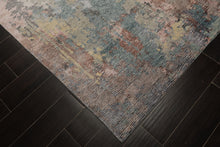 8x10 Beige, Blue, Rose Color Hand Knotted Sherpa Wool & Bamboo Silk Modern Oriental Rug