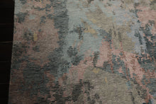 8x10 Beige, Blue, Rose Color Hand Knotted Sherpa Wool & Bamboo Silk Modern Oriental Rug