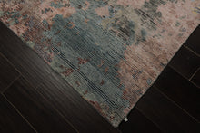8x10 Beige, Blue, Rose Color Hand Knotted Sherpa Wool & Bamboo Silk Modern Oriental Rug