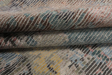 8x10 Beige, Blue, Rose Color Hand Knotted Sherpa Wool & Bamboo Silk Modern Oriental Rug