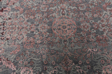 8x10 Gray, Blue, Plum Color Hand Knotted Sherpa Wool & Bamboo Silk Transitional Oriental Rug
