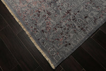 8x10 Gray, Blue, Plum Color Hand Knotted Sherpa Wool & Bamboo Silk Transitional Oriental Rug