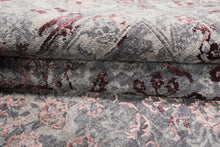 8x10 Gray, Blue, Plum Color Hand Knotted Sherpa Wool & Bamboo Silk Transitional Oriental Rug