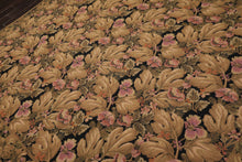 8x10 Black, Brown, Green Color Hand Woven French Aubusson Needlepoint  Wool Traditional Oriental Rug