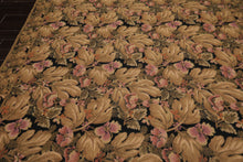 8x10 Black, Brown, Green Color Hand Woven French Aubusson Needlepoint  Wool Traditional Oriental Rug
