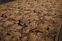 8x10 Black, Brown, Green Color Hand Woven French Aubusson Needlepoint  Wool Traditional Oriental Rug