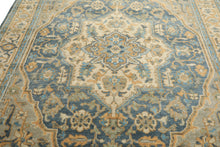 8x10 Blue, Beige, Gold Color Hand Knotted Oushak Wool Traditional Oriental Rug
