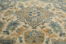 8x10 Blue, Beige, Gold Color Hand Knotted Oushak Wool Traditional Oriental Rug