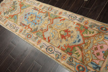 Runner Gray, Mint, Blush Color Hand Knotted Oushak Wool Traditional Oriental Rug