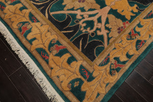 8x10 Turquoise, Blue, Gold Color Hand Knotted Tibetan Wool Arts & Crafts Oriental Rug