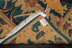 8x10 Turquoise, Blue, Gold Color Hand Knotted Tibetan Wool Arts & Crafts Oriental Rug