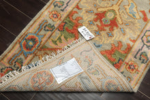 Runner Gray, Mint, Blush Color Hand Knotted Oushak Wool Traditional Oriental Rug