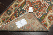 Runner Teal, Gray, Rust Color Hand Knotted Oushak Wool Traditional Oriental Rug