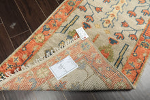 Runner Gray, Mint, Beige Color Hand Knotted Oushak Wool Traditional Oriental Rug