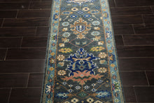 Runner Slate, Aqua, Navy Color Hand Knotted Oushak Wool Traditional Oriental Rug
