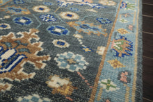 Runner Slate, Aqua, Navy Color Hand Knotted Oushak Wool Traditional Oriental Rug